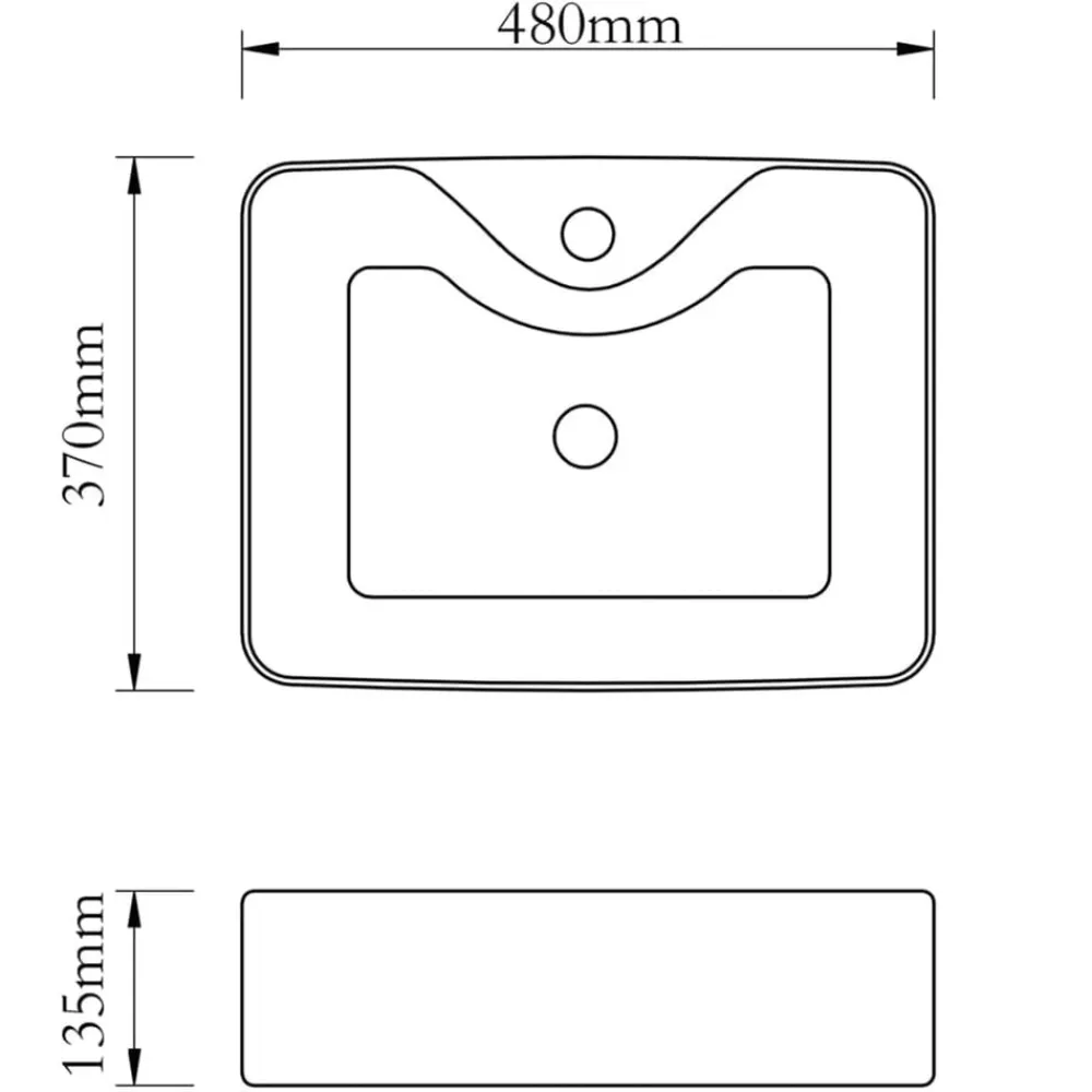 vidaXL Lavabo de cerámica cuadrado orificio de grifo y desagüe Blanco New