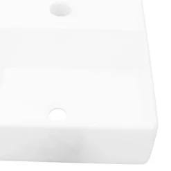 vidaXL Lavabo de cerámica cuadrado orificio de grifo y desagüe Blanco Clearance