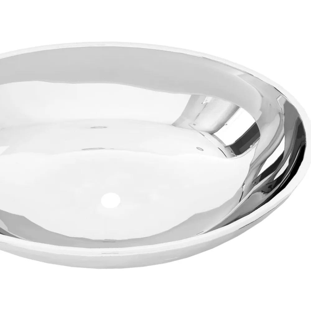 vidaXL Lavabo de cerámica 40x33x13,5 cm Plateado Clearance