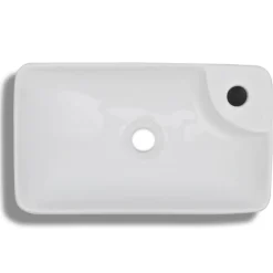 vidaXL Lavabo de cerámica con orificio de grifo y desagüe Blanco Best