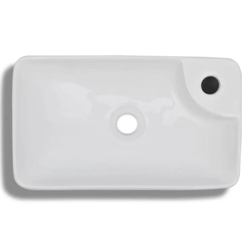 vidaXL Lavabo de cerámica con orificio de grifo y desagüe Blanco Best