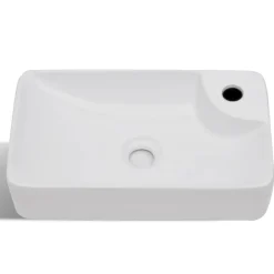 vidaXL Lavabo de cerámica con orificio de grifo y desagüe Blanco Best