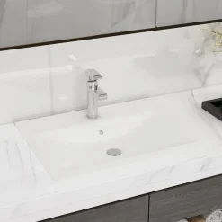 vidaXL Lavabo de cerámica rectangular con orificio de grifo 60x46 cm Blanco Online