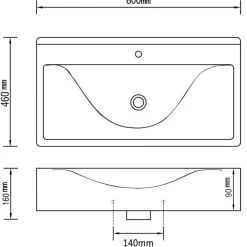 vidaXL Lavabo de cerámica rectangular con orificio de grifo 60x46 cm Blanco Online