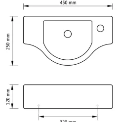 vidaXL Fontanería-Lavabo de cerámica con orificio de grifo/desagüe