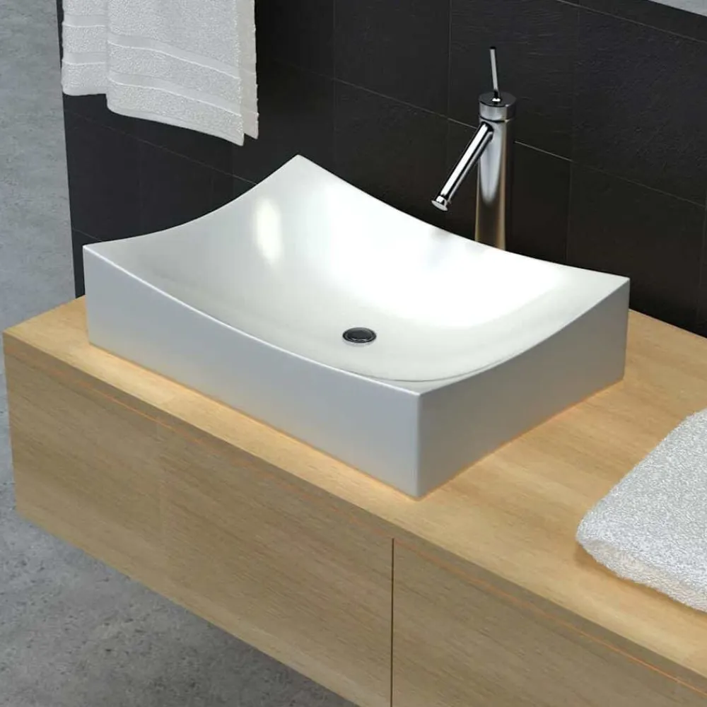 vidaXL Fontanería-Lavabo de cerámica porcelana Art con brillo