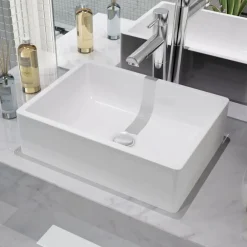 vidaXL Lavabo de cerámica 41x30x12 cm Blanco Best