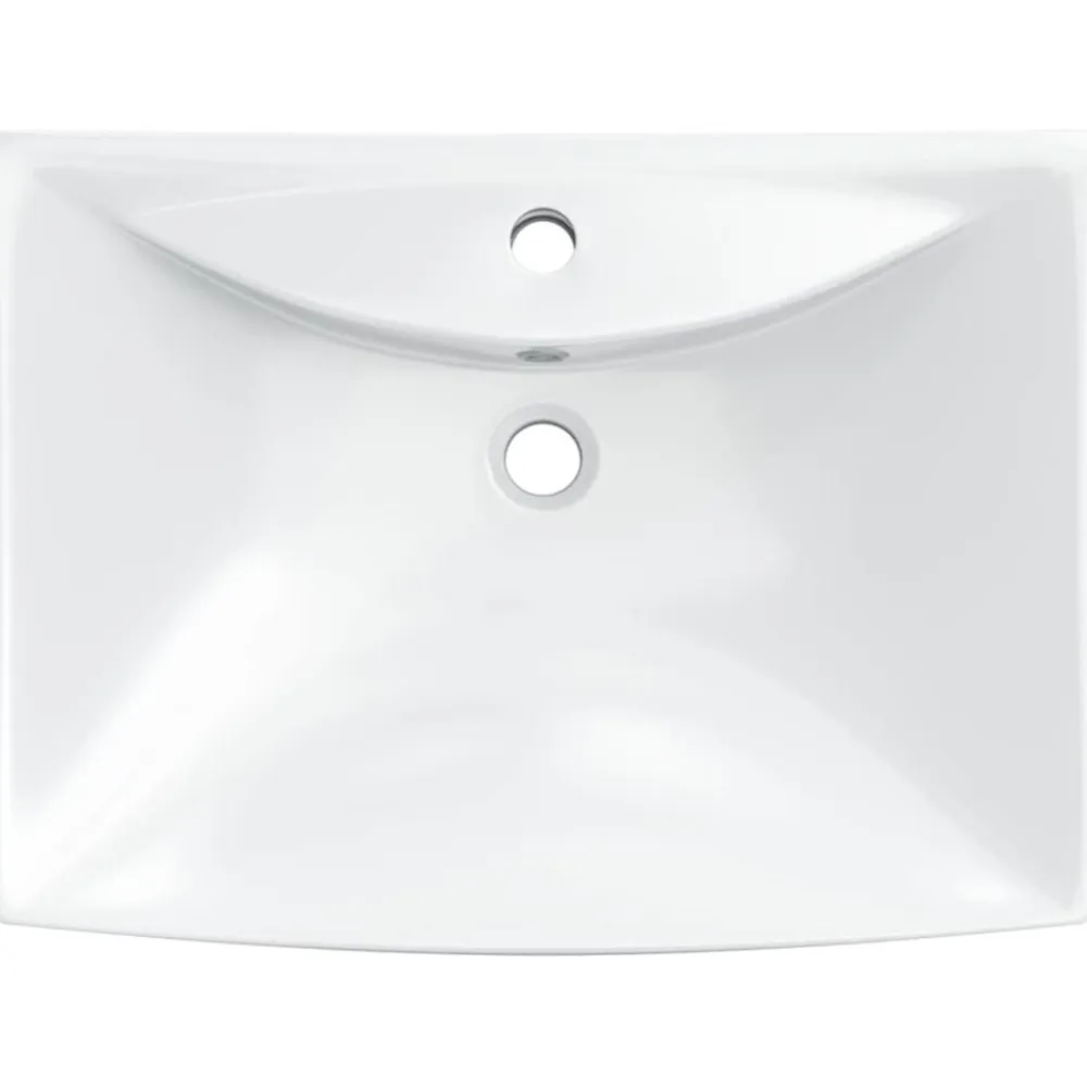 vidaXL Lavabo de cerámica rectangular con orificio de grifo y desagüe Blanco Sale