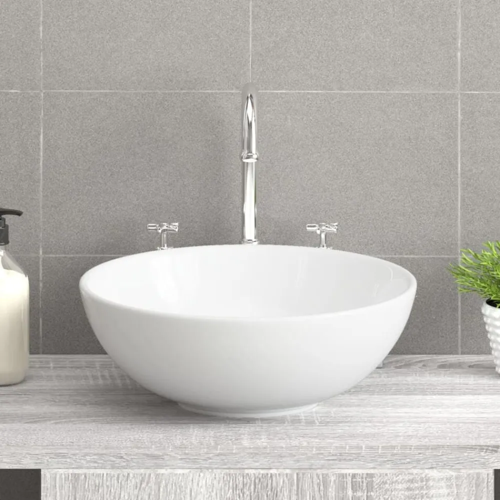 vidaXL Lavabo de cerámica 28x28x10 cm Blanco Outlet
