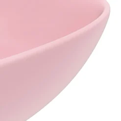 vidaXL Lavabo de cuarto de baño redondo cerámica rosa mate Clearance