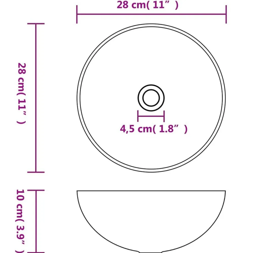 vidaXL Lavabo de cuarto de baño redondo cerámica rosa mate Clearance
