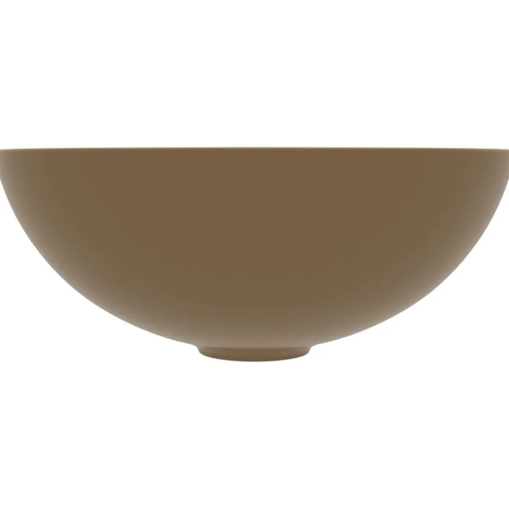 vidaXL Lavabo de cuarto de baño redondo cerámica crema mate Hot