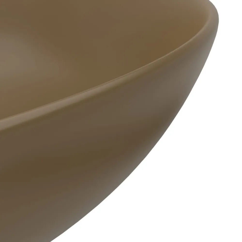 vidaXL Lavabo de cuarto de baño redondo cerámica crema mate Hot