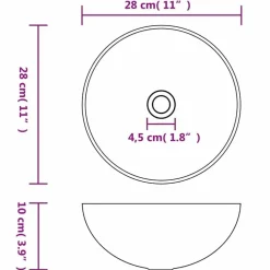 vidaXL Fontanería-Lavabo de cuarto de baño redondo de cerámica