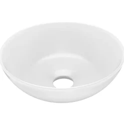 vidaXL Lavabo de cuarto de baño redondo cerámica blanco mate Outlet