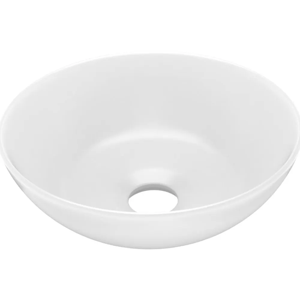 vidaXL Lavabo de cuarto de baño redondo cerámica blanco mate Outlet