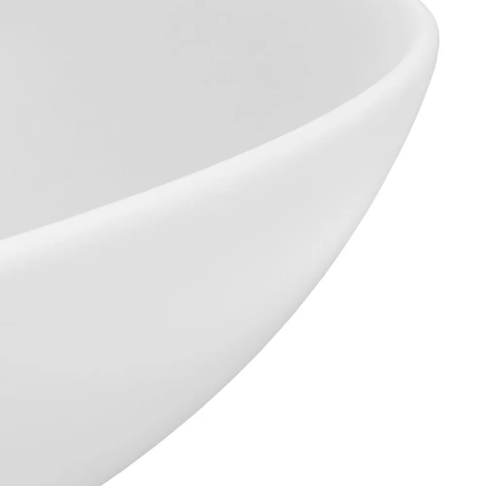 vidaXL Lavabo de cuarto de baño redondo cerámica blanco mate Outlet