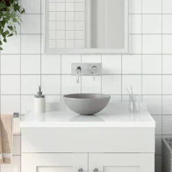 vidaXL Fontanería-Lavabo de cuarto de baño redondo cerámica