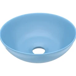 vidaXL Lavabo de cuarto de baño redondo cerámica Azul claro Outlet