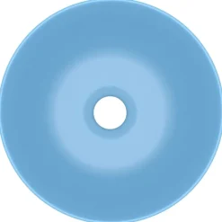 vidaXL Lavabo de cuarto de baño redondo cerámica Azul claro Outlet