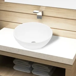 vidaXL Lavabo de cuarto de baño redondo cerámica Blanco Online