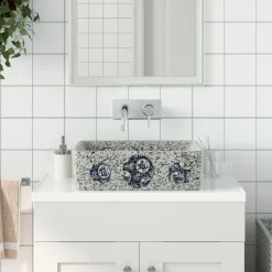 vidaXL Lavabo de encimera rectangular cerámica 46x35,5x13cm Multicolor Online