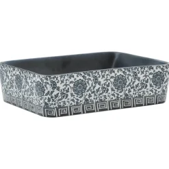 vidaXL Lavabo de encimera rectangular cerámica negro azul 46x35,5x13cm Negro y azul Hot