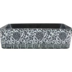 vidaXL Lavabo de encimera rectangular cerámica negro azul 46x35,5x13cm Negro y azul Hot