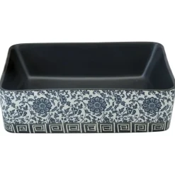 vidaXL Lavabo de encimera rectangular cerámica negro azul 46x35,5x13cm Negro y azul Hot
