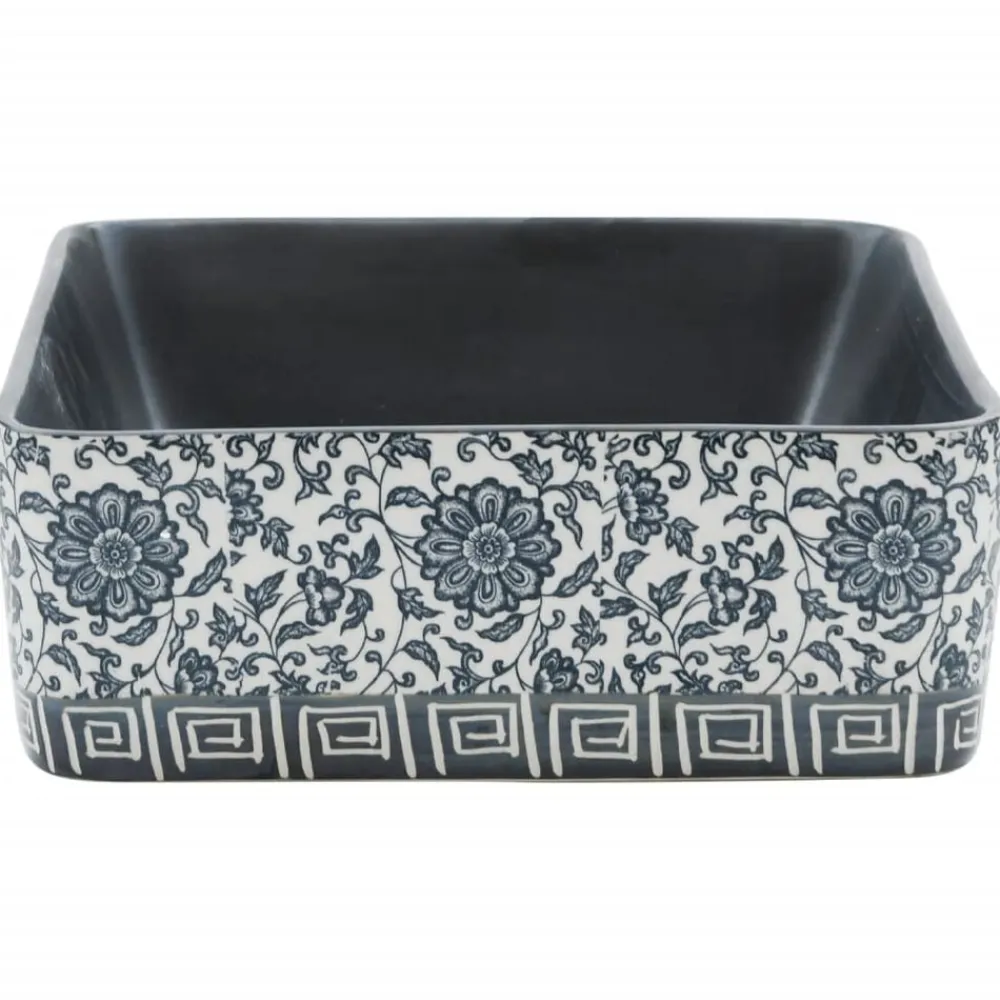 vidaXL Lavabo de encimera rectangular cerámica negro azul 46x35,5x13cm Negro y azul Hot