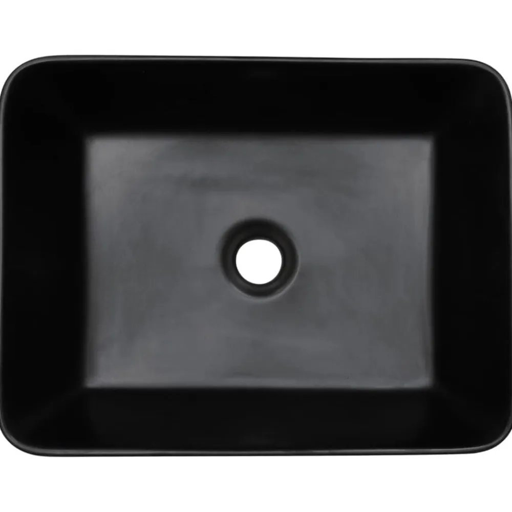 vidaXL Lavabo de encimera rectangular cerámica negro azul 46x35,5x13cm Negro y azul Hot