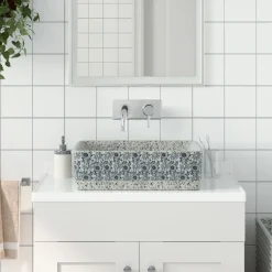 vidaXL Lavabo de encimera rectangular cerámica gris azul 46x35,5x13 cm Gris y azul Sale