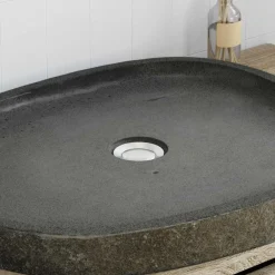 vidaXL Lavabo de lavado Gris 65 x 50 x 6 cm Piedra de río