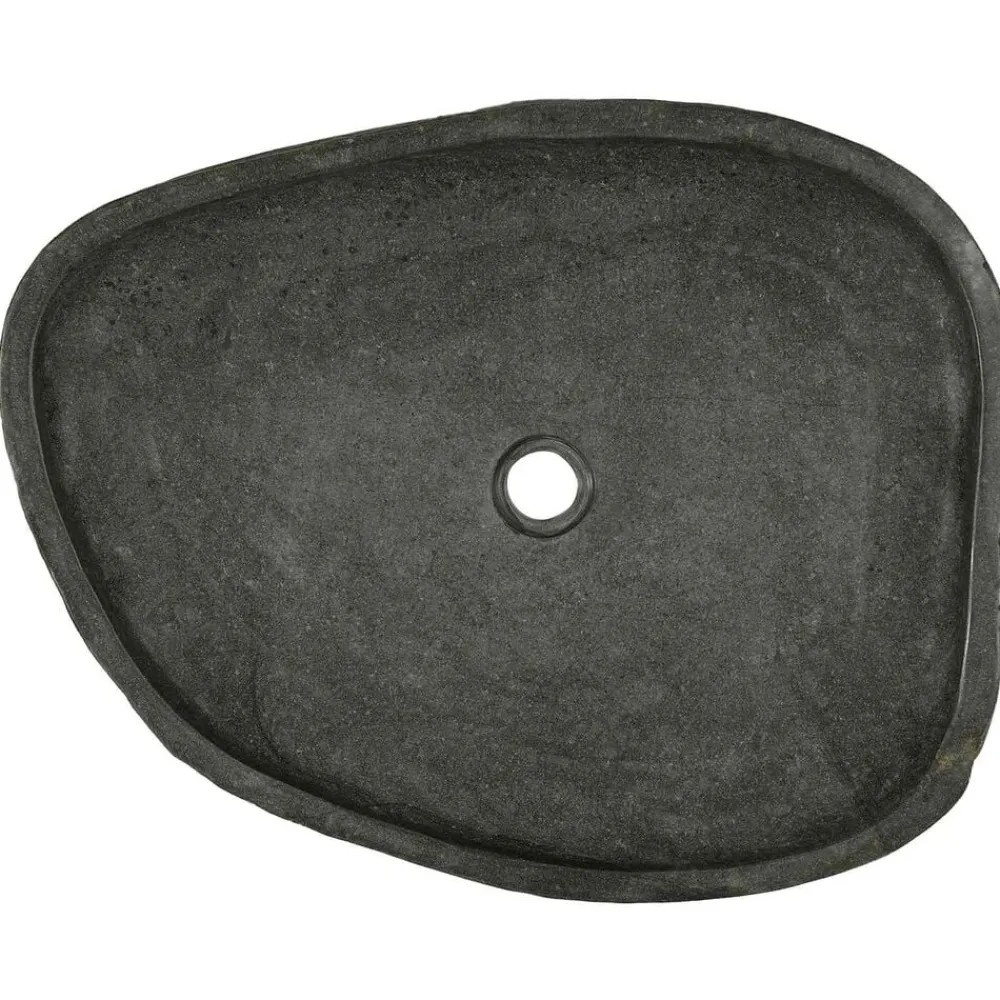 vidaXL Lavabo de lavado Gris 65 x 50 x 6 cm Piedra de río
