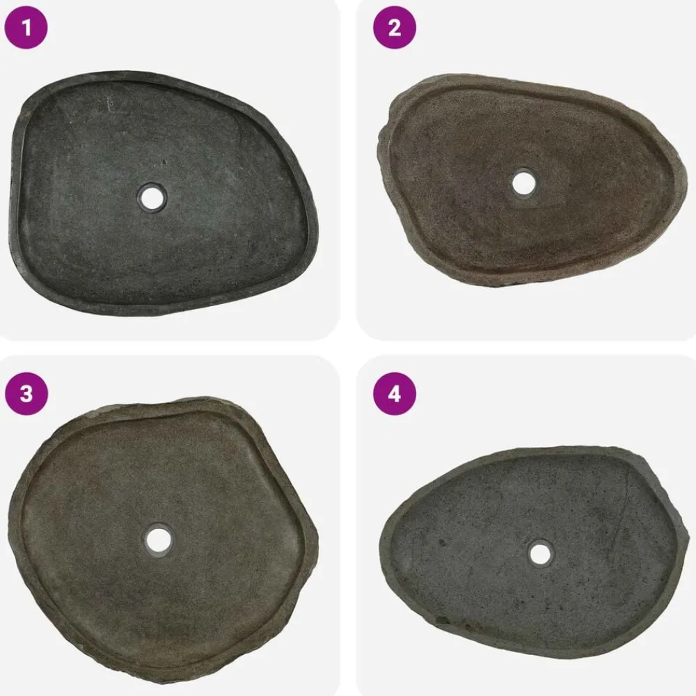 vidaXL Lavabo de lavado Gris 65 x 50 x 6 cm Piedra de río