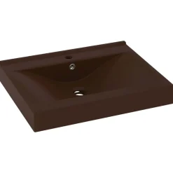vidaXL Lavabo de lujo agujero de grifo cerámica marrón oscuro 60x46 cm marr&oacute;n oscuro mate Sale