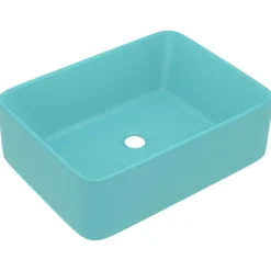 vidaXL Lavabo de lujo cerámica 41x30x12 cm verde claro mate New