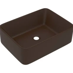 vidaXL Lavabo de lujo cerámica marrón oscuro mate 41x30x12 cm marr&oacute;n oscuro mate New