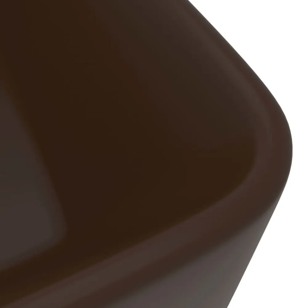 vidaXL Lavabo de lujo cerámica marrón oscuro mate 41x30x12 cm marrón oscuro mate New