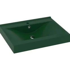 vidaXL Fontanería-Lavabo de lujo con grifo cerámica verde oscuro 60x46 cm