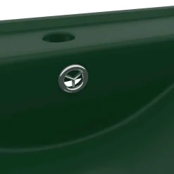 vidaXL Fontanería-Lavabo de lujo con grifo cerámica verde oscuro 60x46 cm