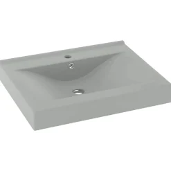vidaXL Lavabo de lujo con grifo cerámica 60x46 cm gris claro gris claro mate Hot