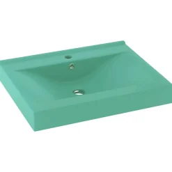 vidaXL Lavabo de lujo con grifo cerámica 60x46 cm verde claro verde claro mate Hot