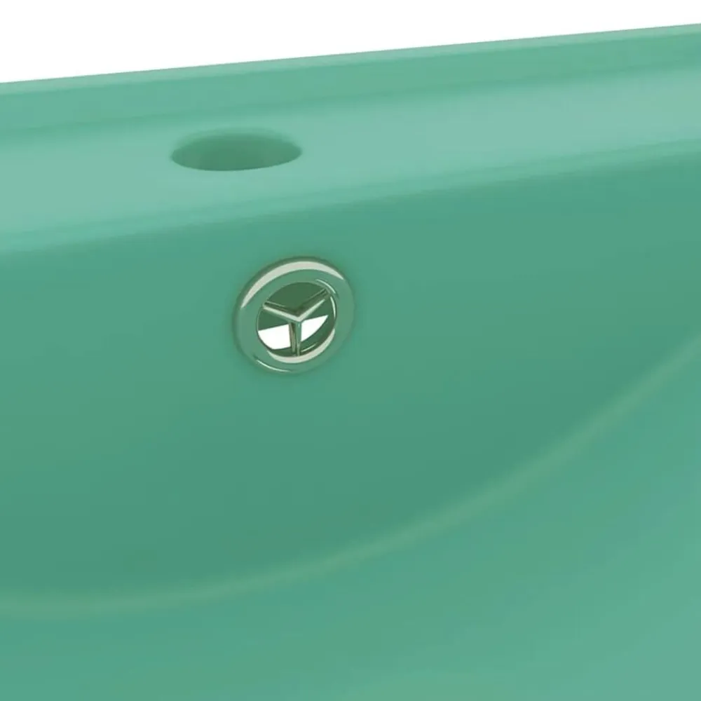 vidaXL Lavabo de lujo con grifo cerámica 60x46 cm verde claro verde claro mate Hot