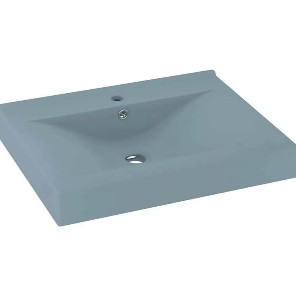 vidaXL Fontanería-Lavabo de lujo con grifo cerámica 60x46 cm azul claro