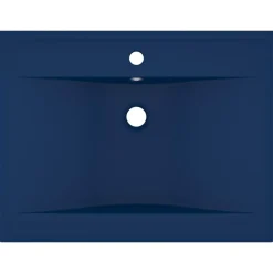 vidaXL Fontanería-Lavabo de lujo con grifo cerámica azul oscuro 60x46 cm