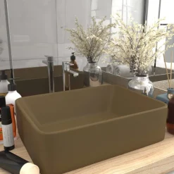 vidaXL Lavabo de lujo de cerámica 41x30x12 cm crema mate Sale