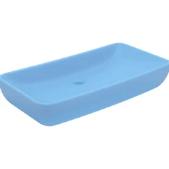 vidaXL Lavabo de lujo de cerámica rectangular 71x38 cm azul claro mate Best