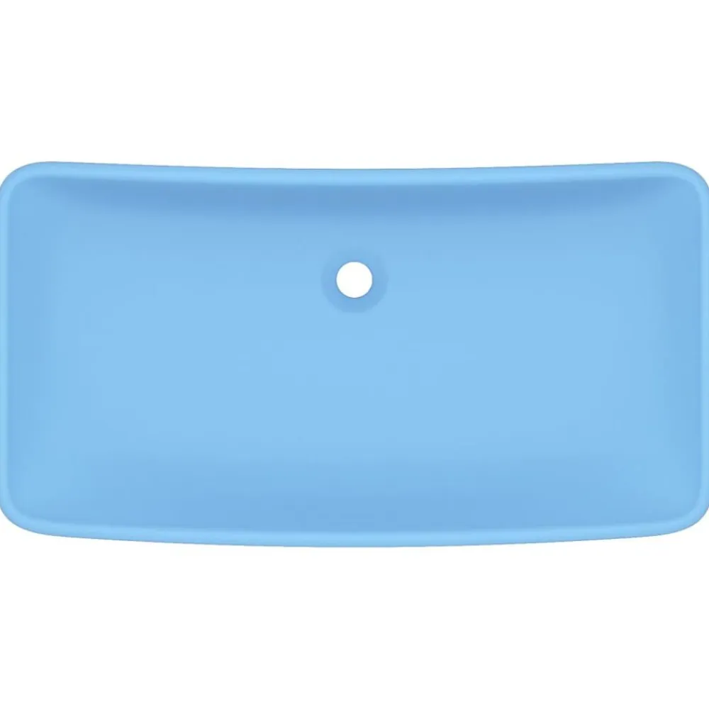 vidaXL Lavabo de lujo de cerámica rectangular 71x38 cm azul claro mate Best