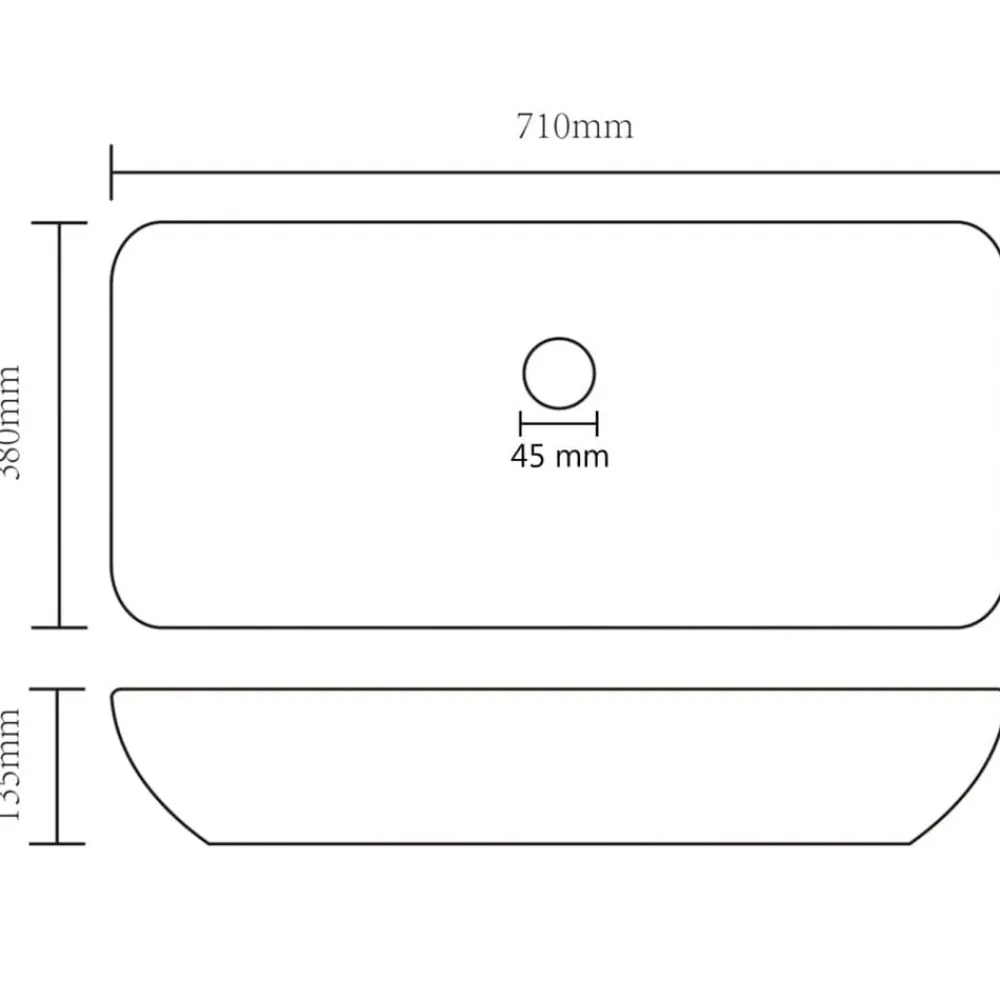 vidaXL Fontanería-Lavabo de lujo de cerámica rectangular 71x38 cm